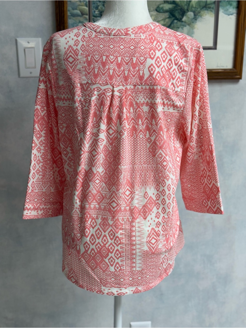 D&Co Henley NWOT Knit Tunic with Y Neck, Soft & Stretchy - Baby Pink - Picture 3 of 12